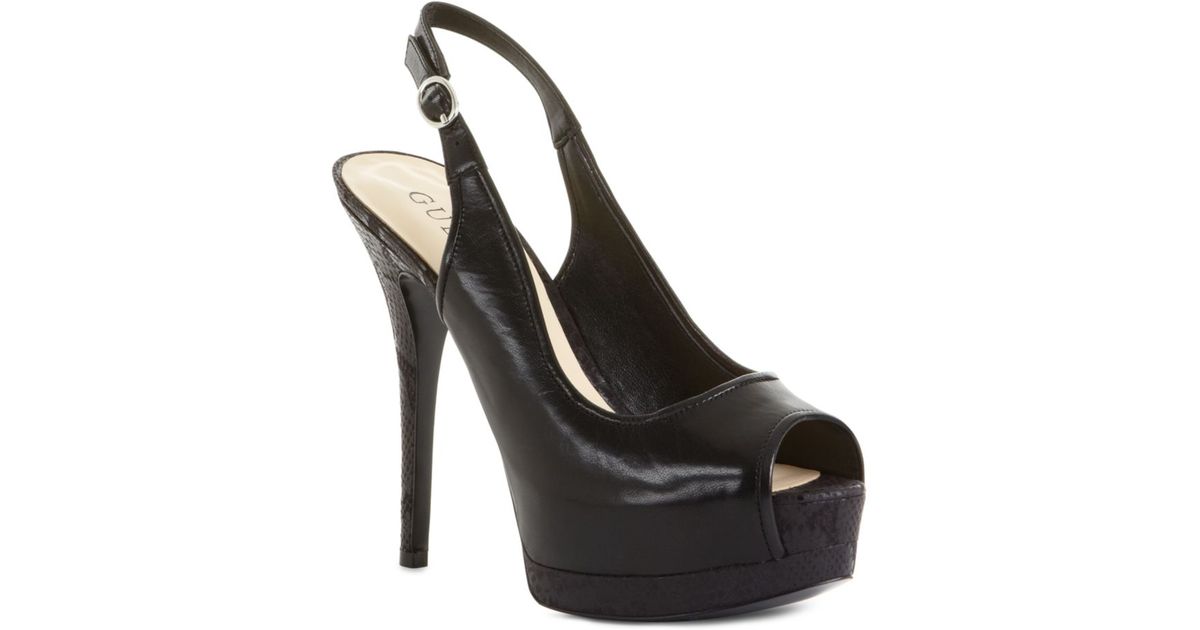 black slingback platform heels