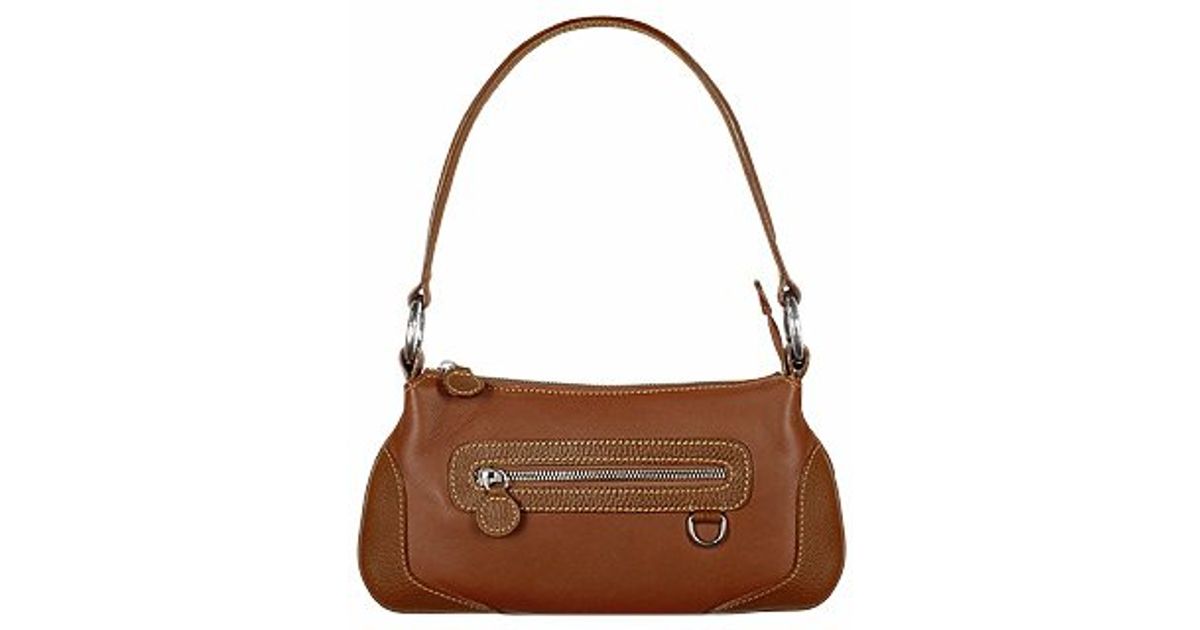 Lyst Buti Front Zip Brown Italian Na Leather Baguette Bag In