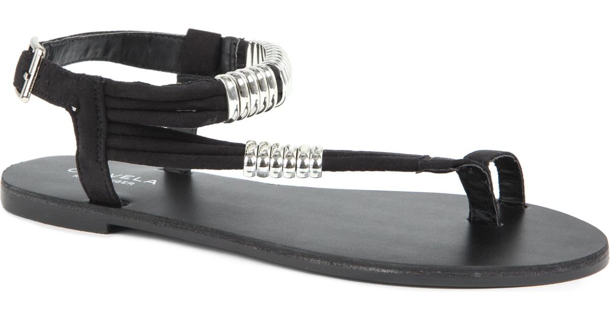 carvela black flat sandals