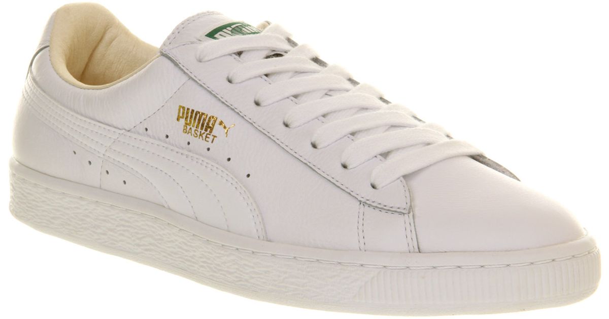 all white leather puma shoes