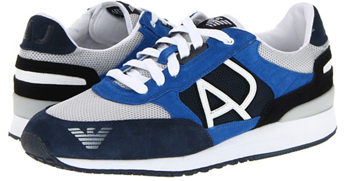 blue armani trainers