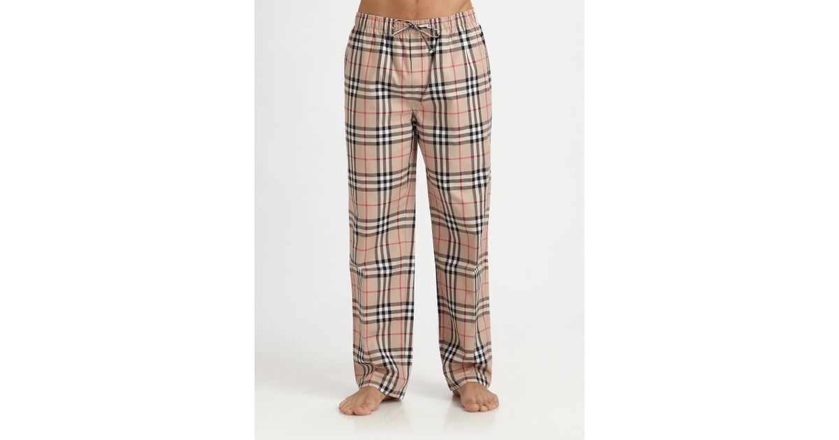 Burberry Checkprint Pajama Pants in Natural for Men | Lyst