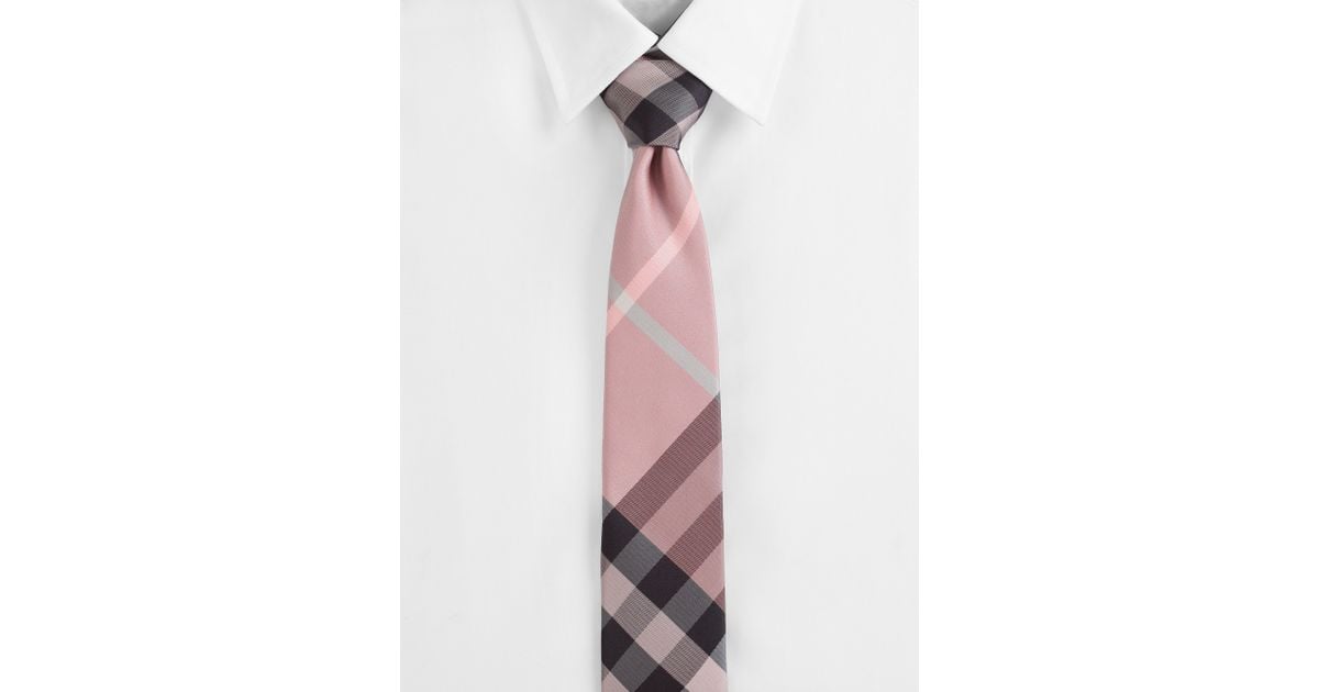 Burberry Check Silk Tie in Salmon (Pink 
