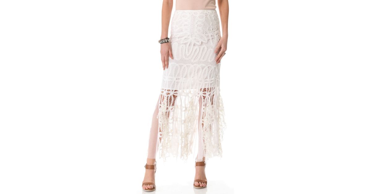 Free People Pieced Lace Maxi Skirt in Ivory (White) - Lyst