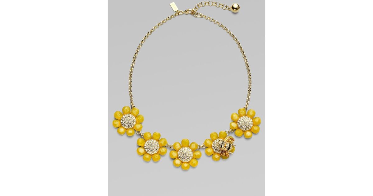 Kate Spade Flower Bee Necklace in Yellow (Metallic) - Lyst