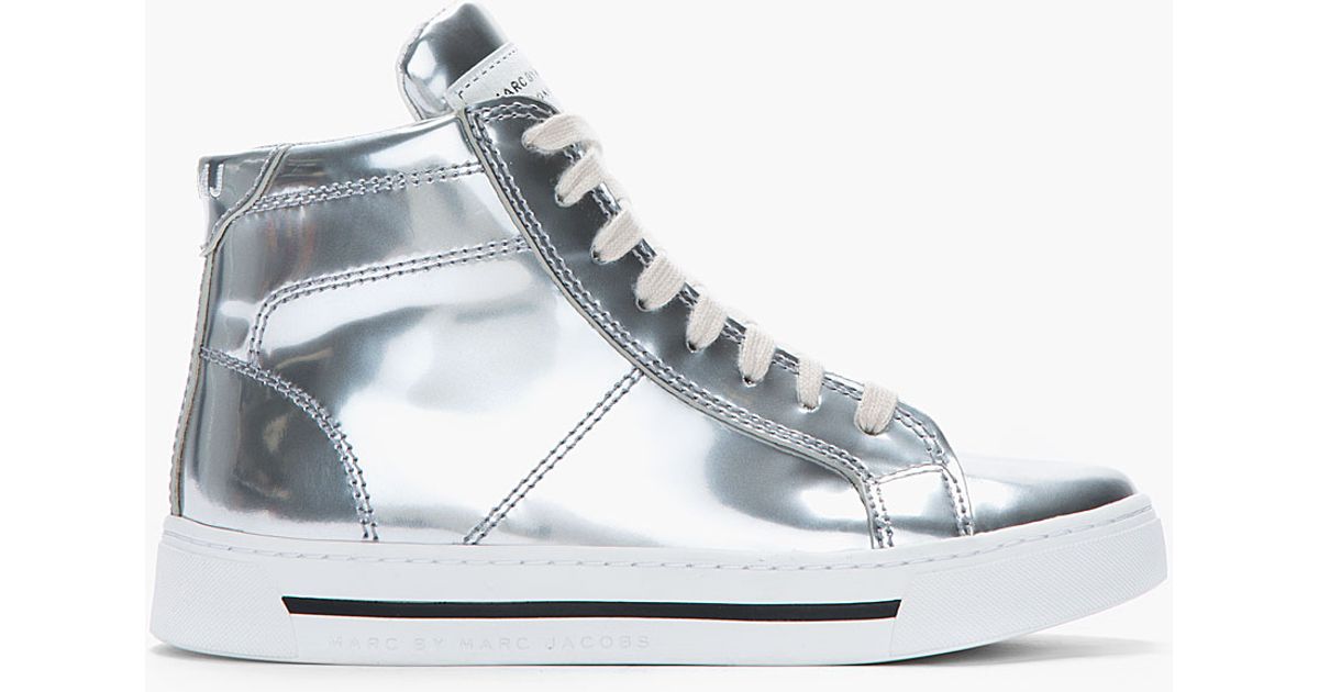 high top silver sneakers