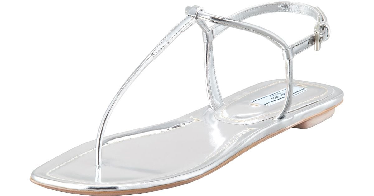 prada flat leather thong sandals