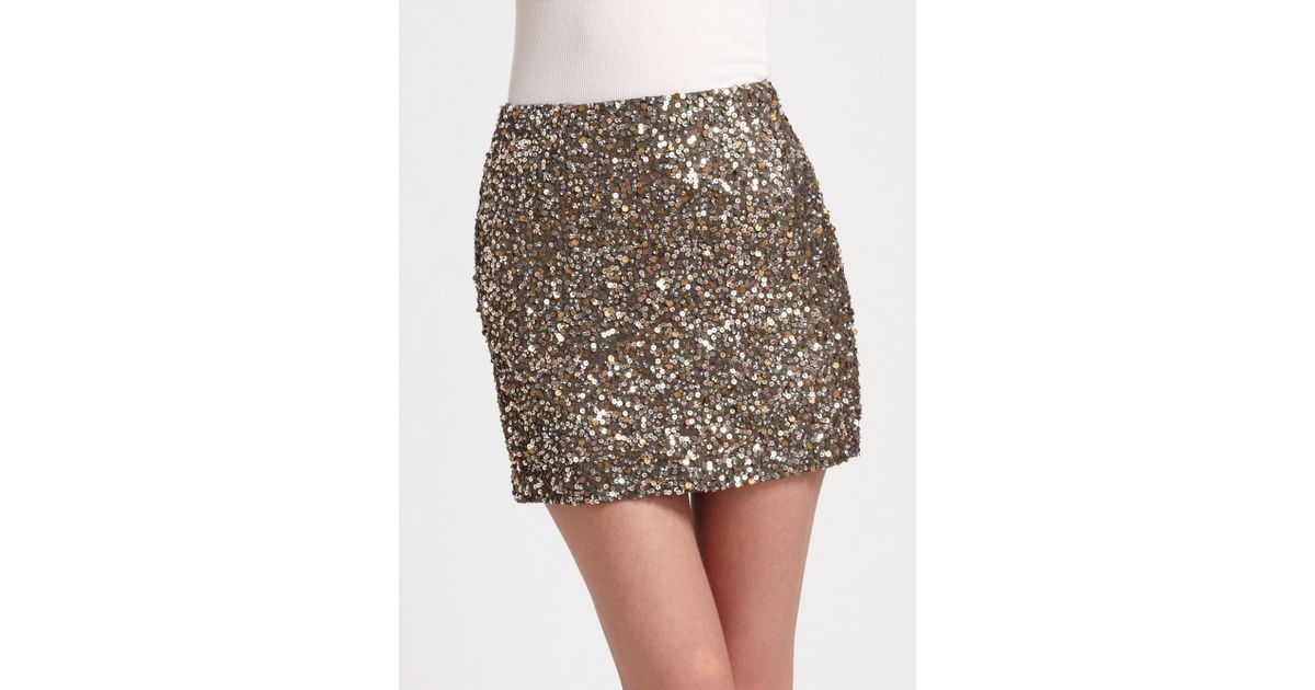 Vince Sequined Mini Skirt in Gold (Metallic) - Lyst