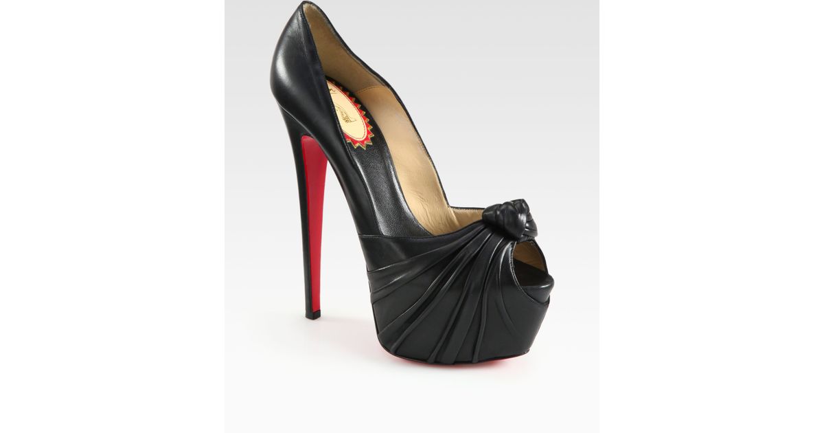 Christian Louboutin - Authenticated Lady Peep Heel - Leather Black Plain for Women, Good Condition