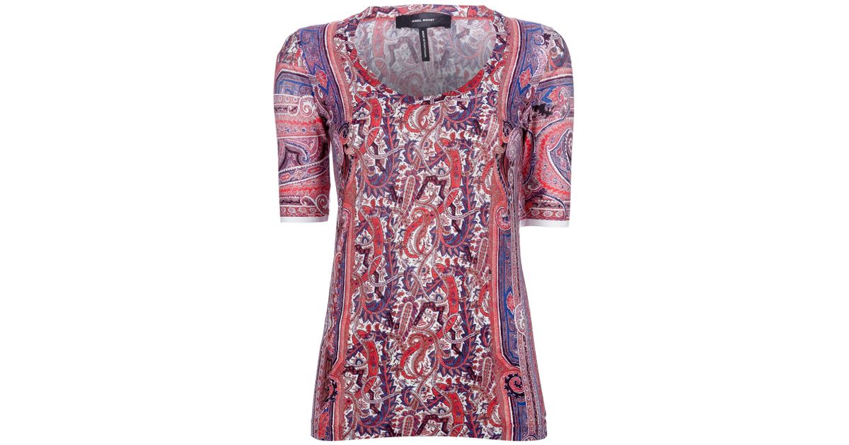 Isabel Marant Paisley Print Tshirt in Red - Lyst