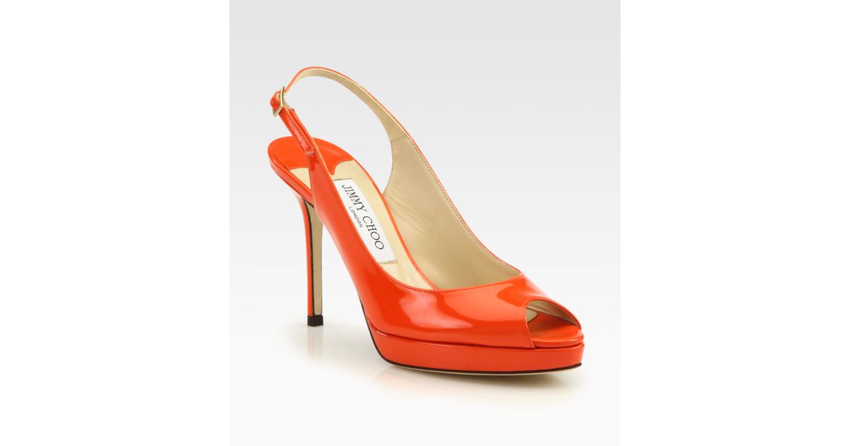 Jimmy Choo Nova Patent Leather Slingback Pumps in Tangerine (Orange) Lyst