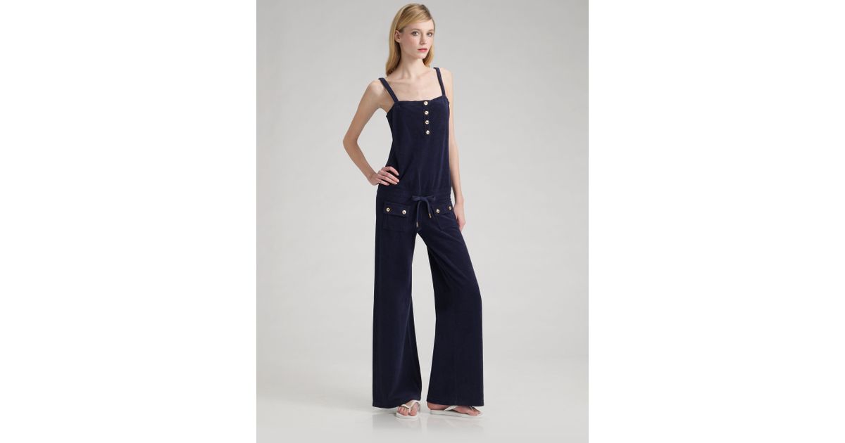 Juicy Couture Wideleg Terry Jumpsuit in Blue Lyst