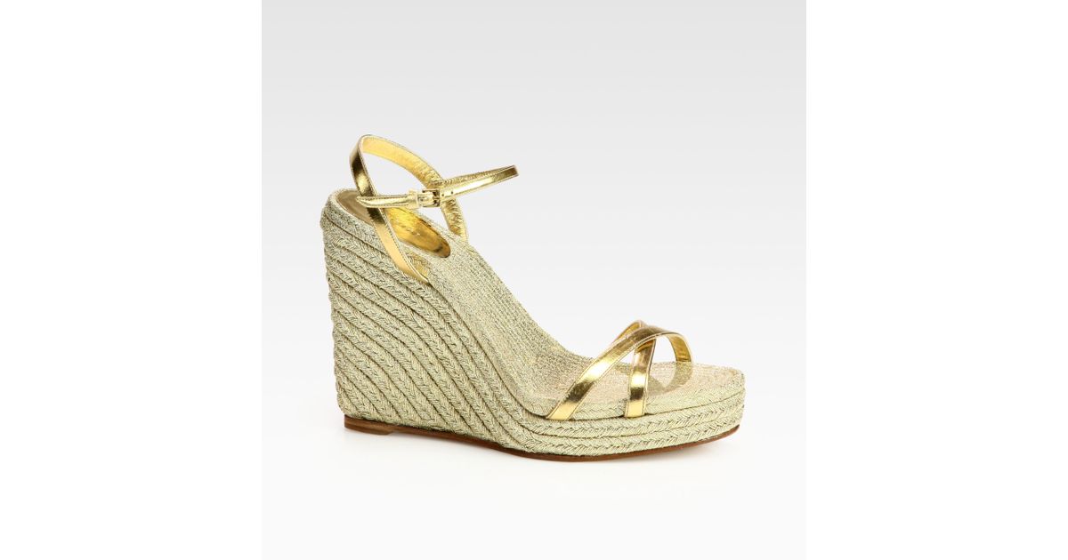 gucci gold wedges