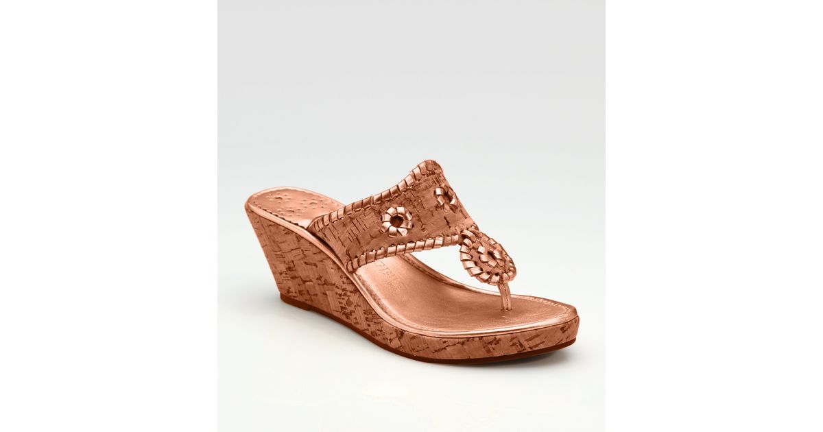 Jack Rogers Cork Wedge Sandals in Brown Lyst