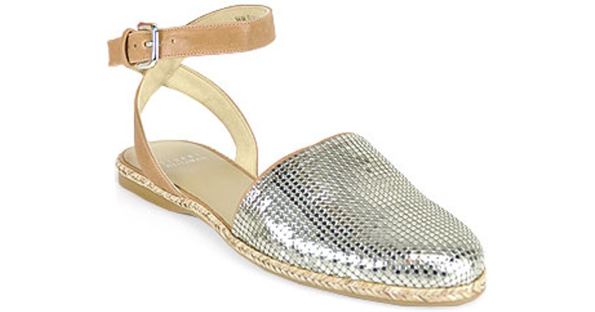 stuart weitzman silver flat sandals