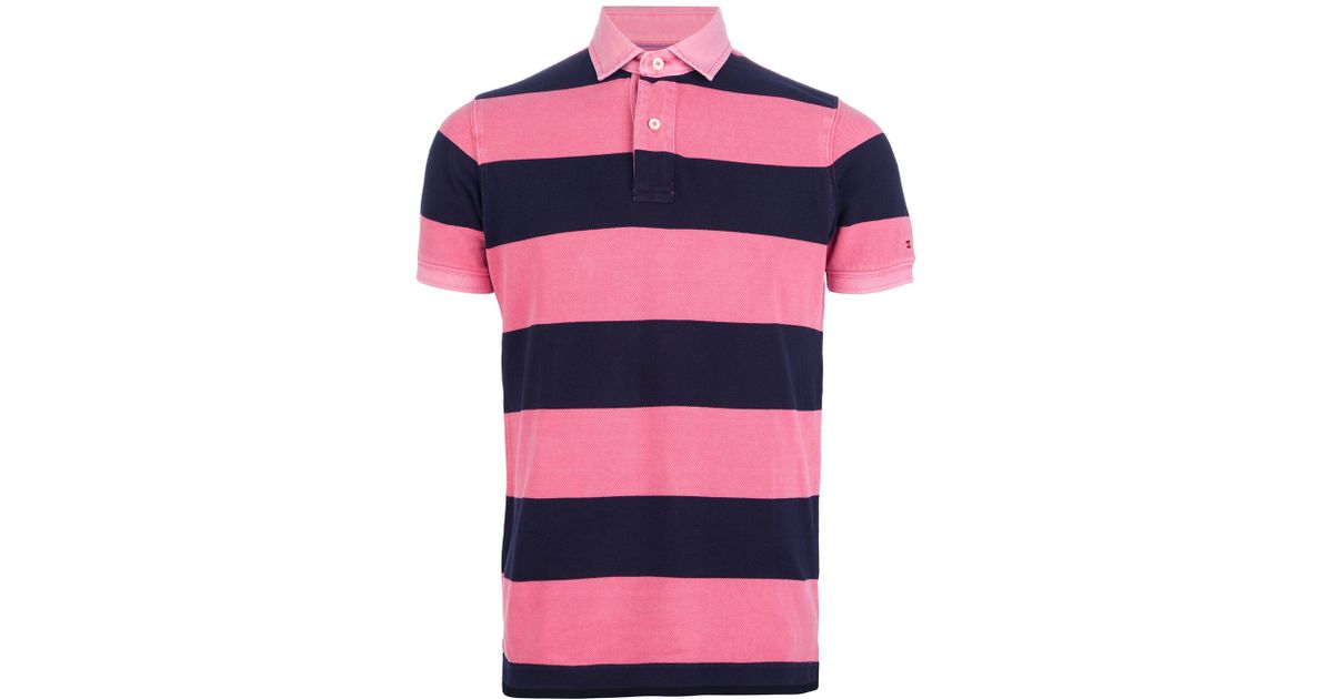 pink striped polo shirt