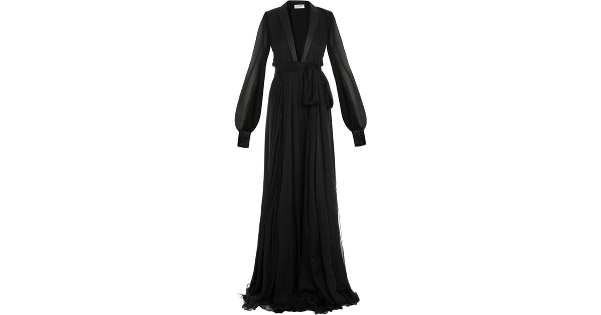 Saint Laurent Le Smoking Full Length Gown in Black | Lyst
