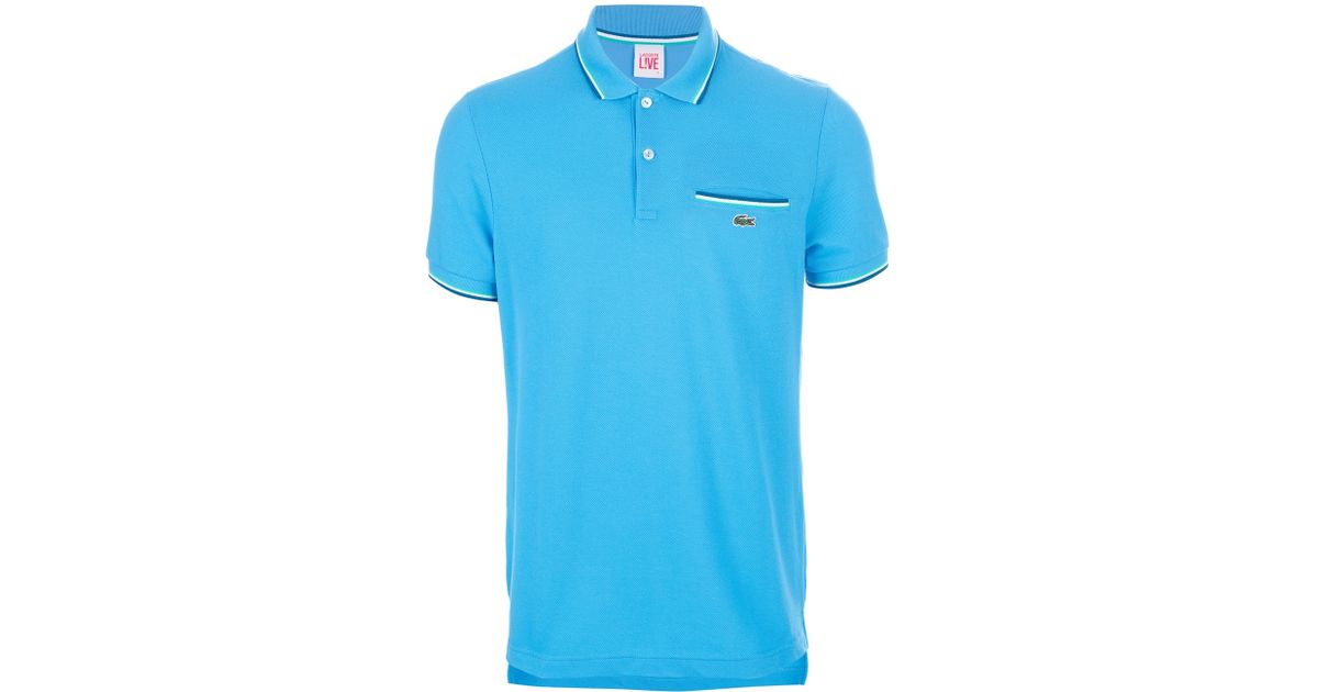 Lacoste L!ive Polo Shirt with Pocket in Blue for Men | Lyst