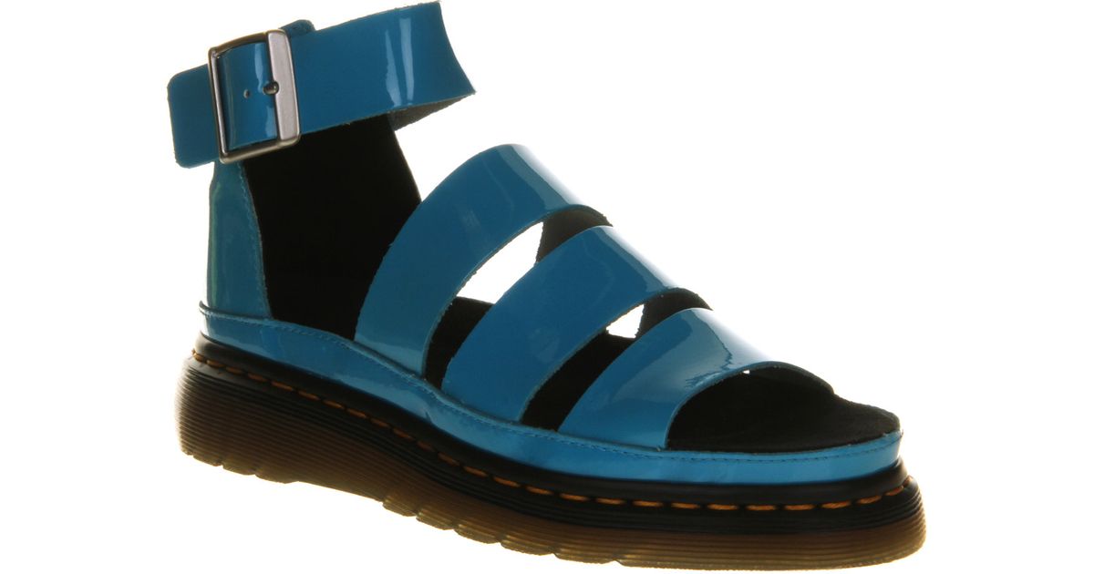 Dr. Martens Shore Clarissa Chunky Strap Sandal Turquoise Patent Leather