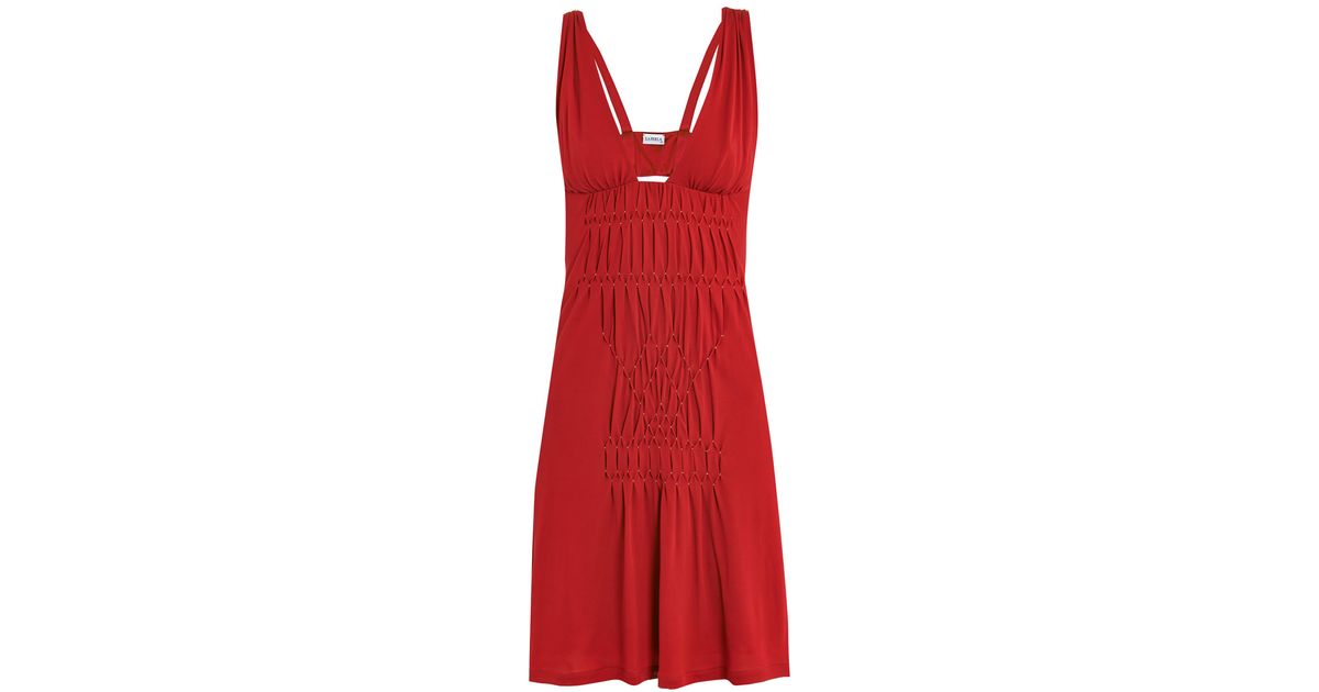 La Perla Smock Pleated Beach Dress in Red | Lyst