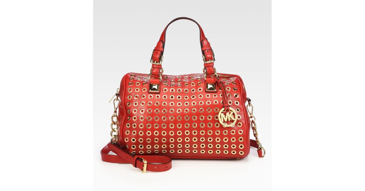 michael kors grayson grommet black satchels