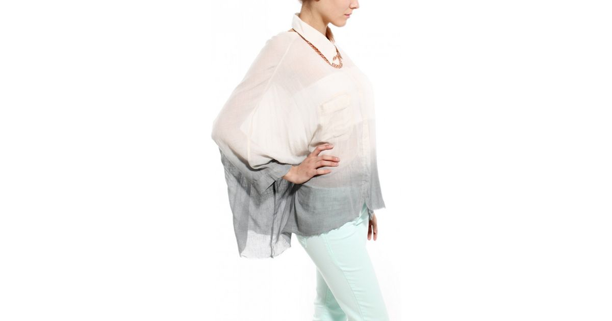 Somedays Lovin Wind Shifter Dip Dye Drape Blouse In Cream Gray