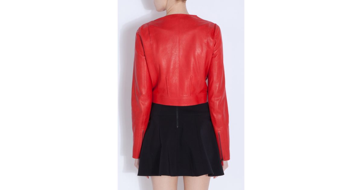 Vanessa Bruno Leather Jacket In Red Lyst
