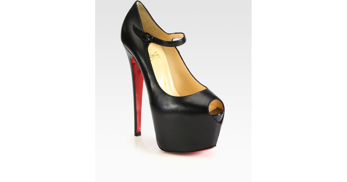 Christian Louboutin Lady Highness Leather Mary Jane Platform Pumps in Black | Lyst