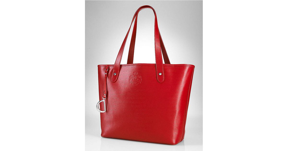Lyst Lauren By Ralph Lauren Newbury Red Leather Tote Bag in Red