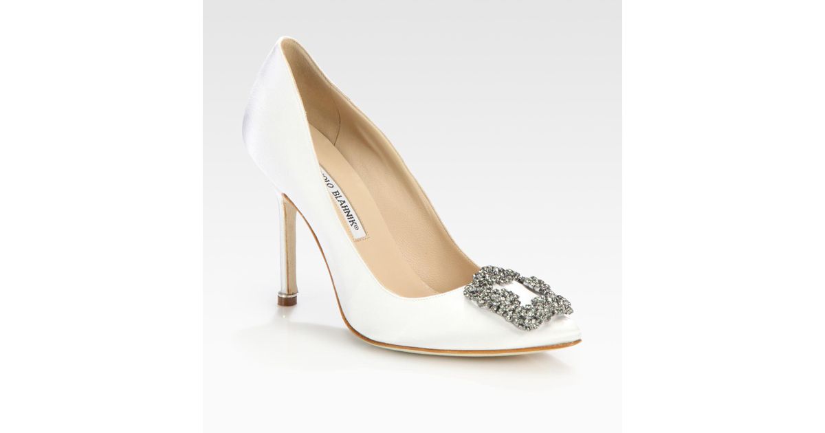 manolo blahnik white satin