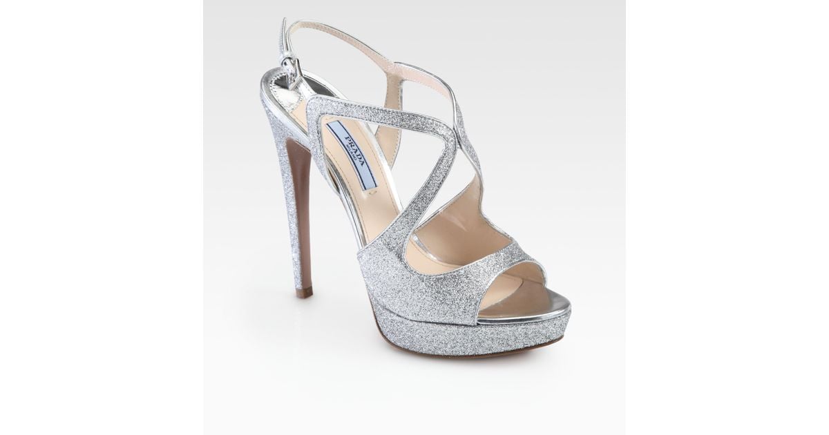 silver platform strappy heels