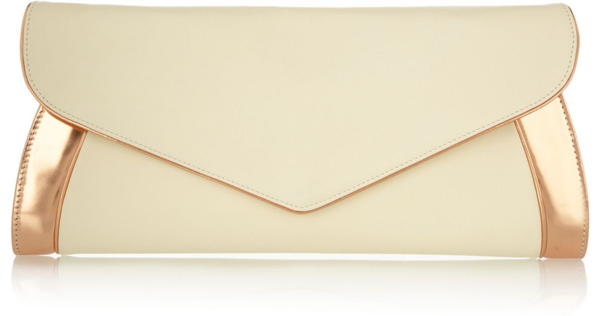 See By Chloé Anna Oversized Leather and Metallic Patent Leather Clutch ...