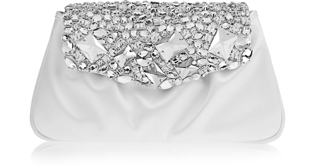 Saint Laurent Swarovski Crystal-embellished Satin Clutch in