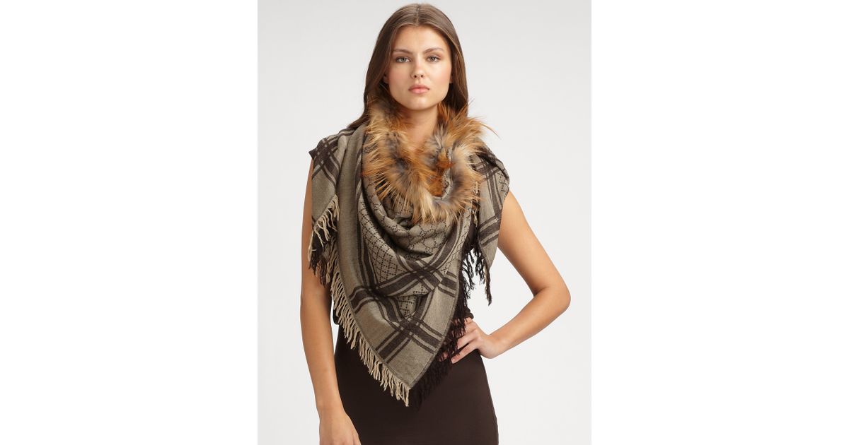gucci shawl with fur trim