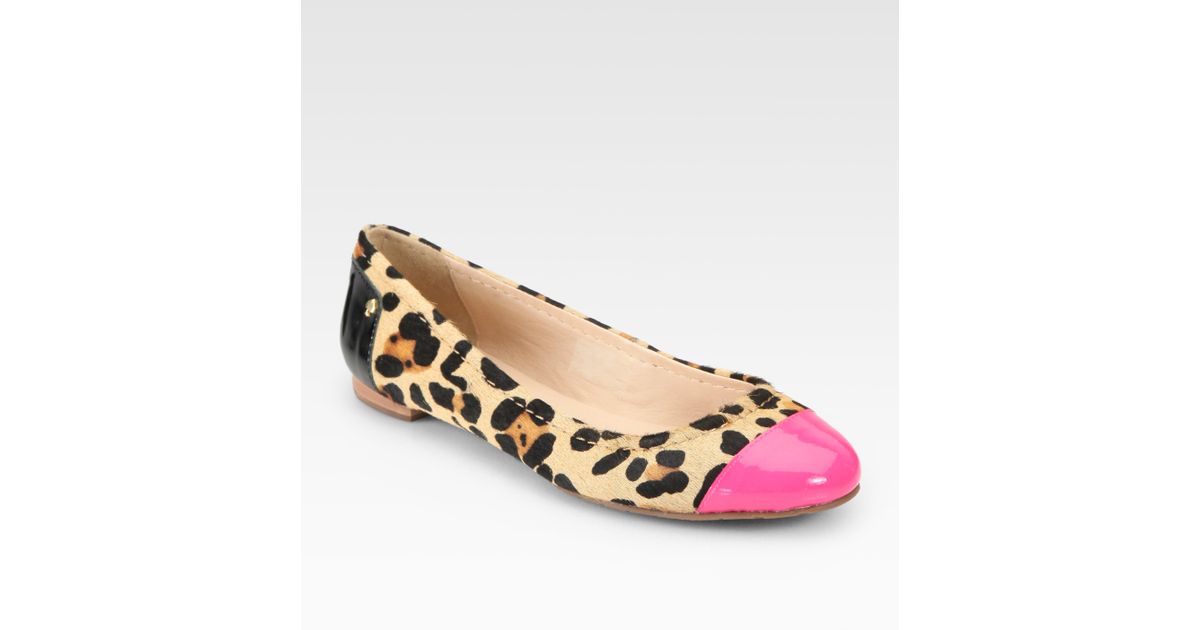 Kate Spade Terry Leopardprint Calf Hair Patent Leather Flats | Lyst