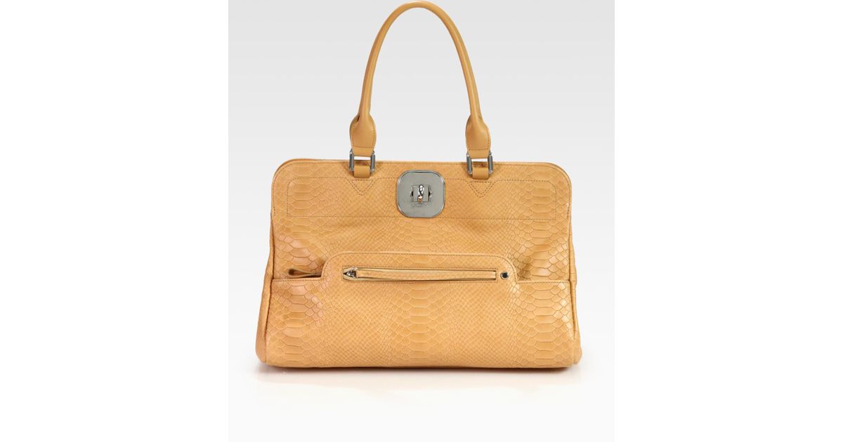 Lyst Longchamp Gatsby Exotic Python Embossed Leather Shoulder Bag in