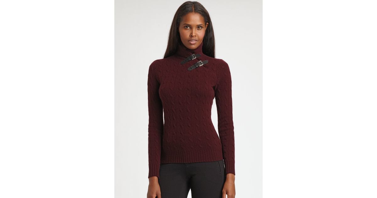 Ralph Lauren Black Label Cashmere Buckle Sweater in Red | Lyst