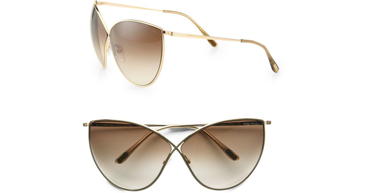 Tom Ford Evelyn 66Mm Cat'S-Eye Sunglasses/Gold in Metallic | Lyst