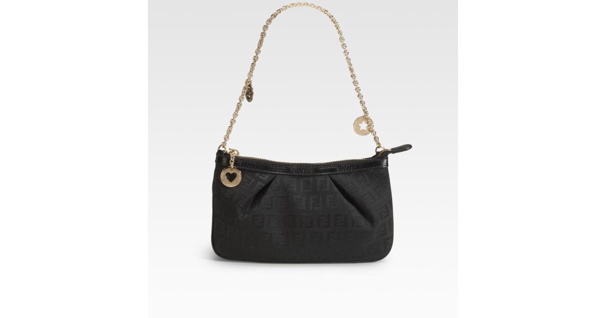 Fendi Chainstrap Forever Mini Pochette Bag in Black | Lyst