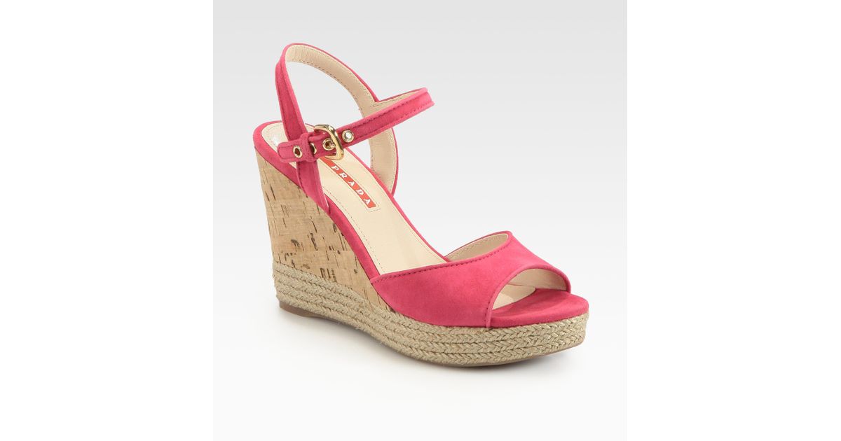 pink suede wedge sandals