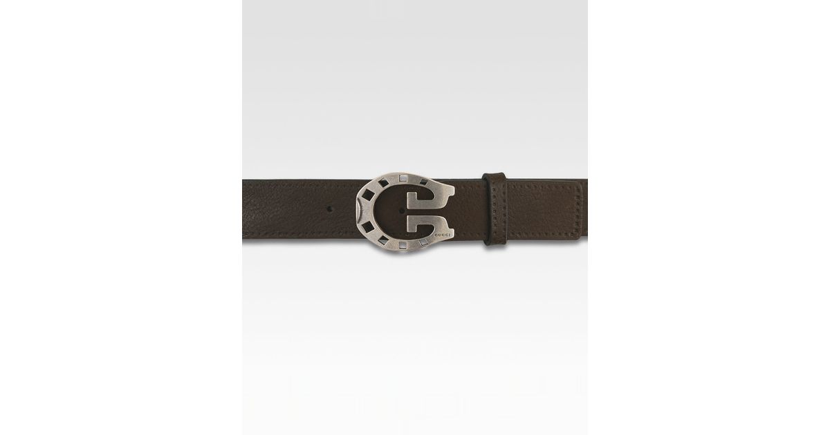 Gucci Horseshoe Belt in Cocoa (Brown 