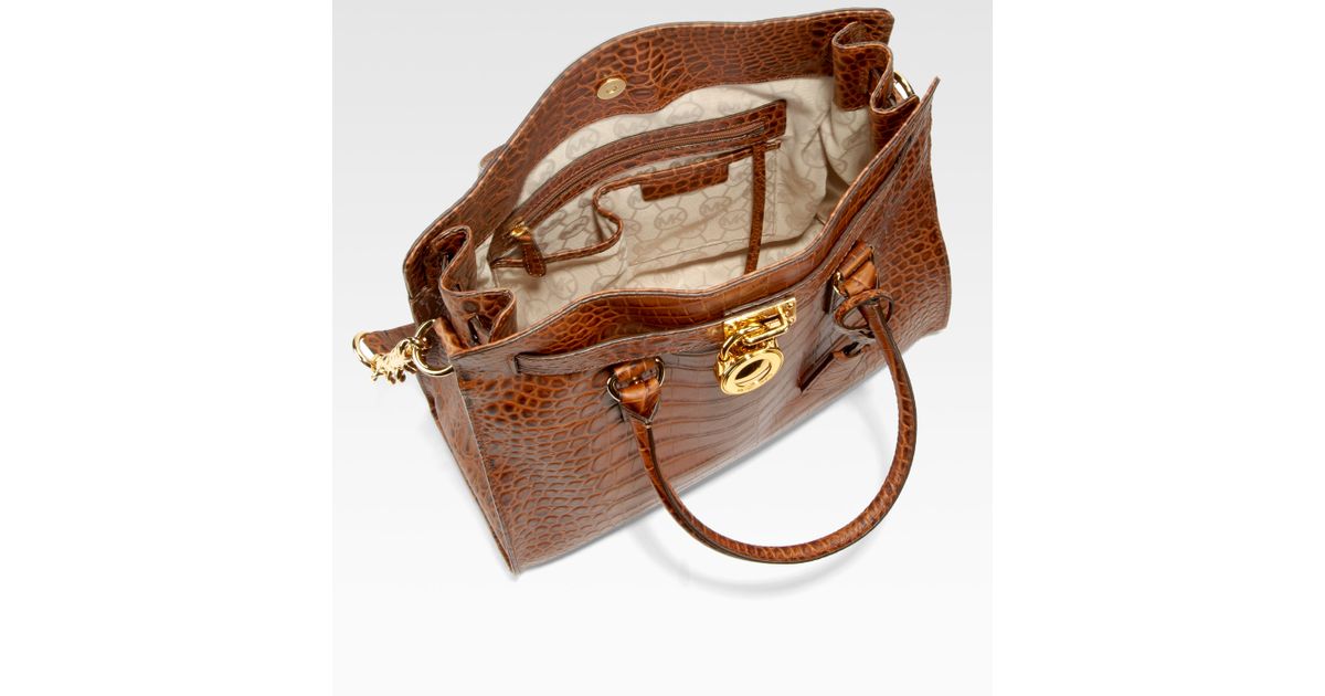 michael kors brown alligator purse