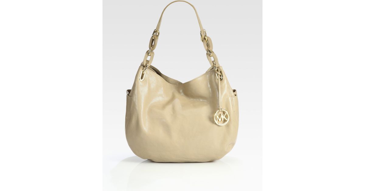 MICHAEL Michael Kors Lilly Medium Leather Shoulder Bag in Natural | Lyst