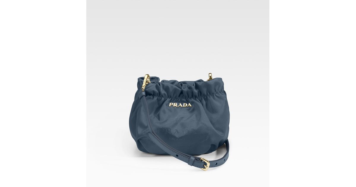 prada nylon crossbody bag blue