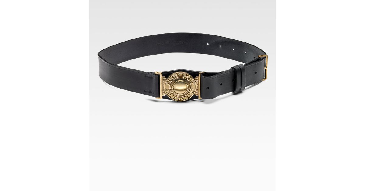 Belts Burberry - Black leather belt with silver metal buckle - 8053317