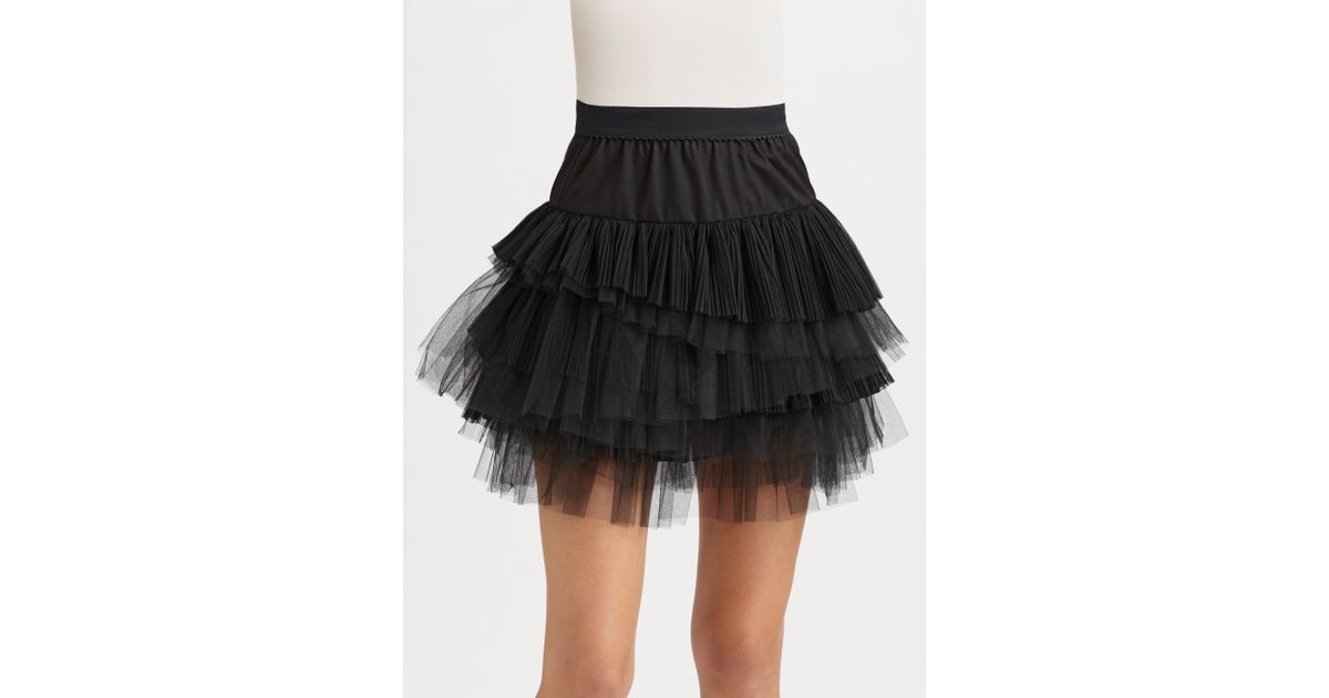 black tiered tulle skirt