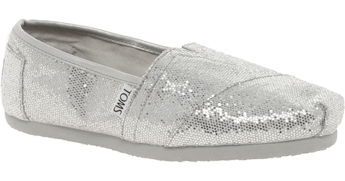toms silver glitter shoes