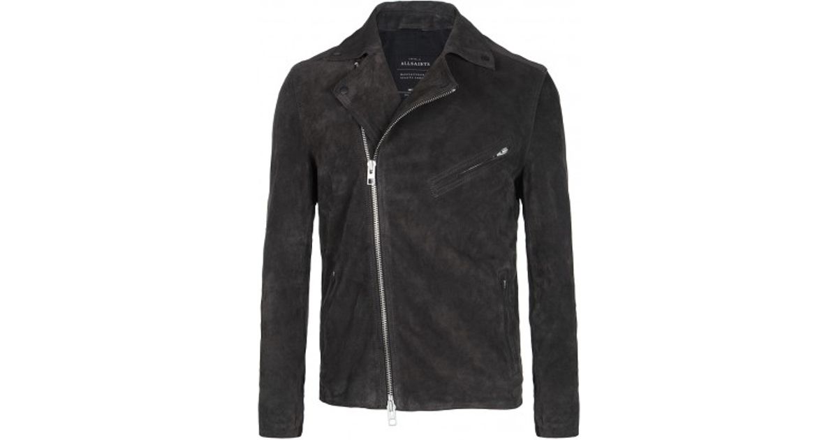 Allsaints Crawley Leather Biker Jacket In Dark Grey Gray For Men Allsaints Crawley Leather Biker Jacket