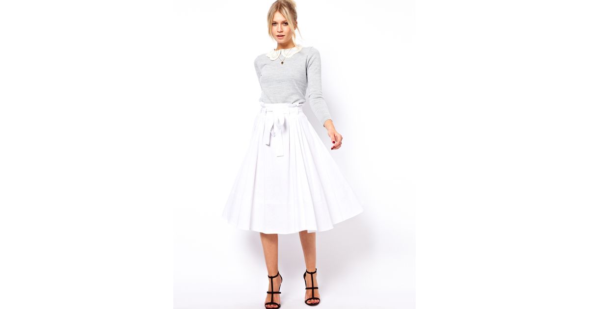 asos white midi skirt