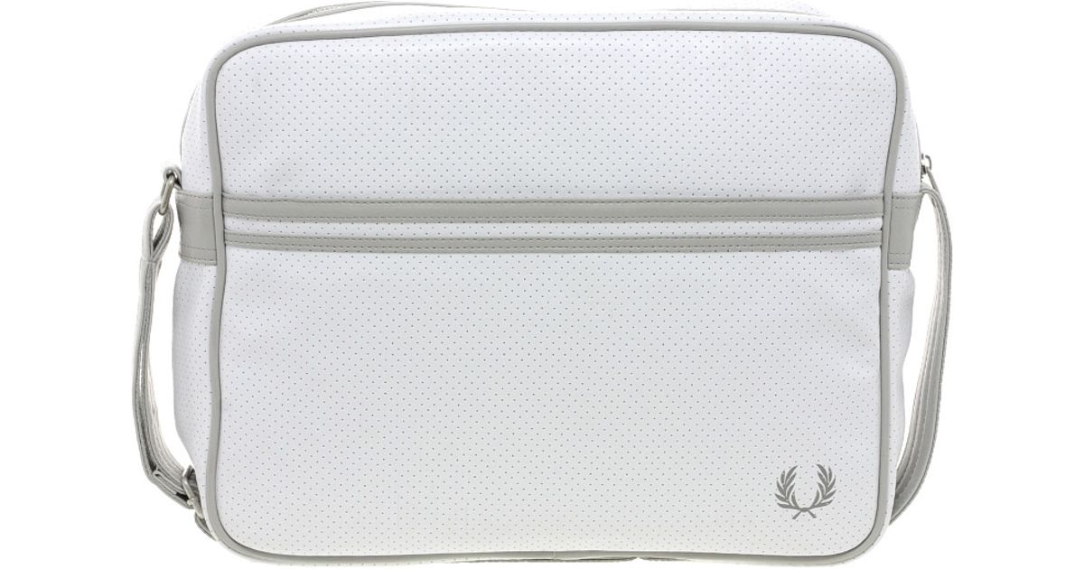 Fred Perry Perforated Messenger Bag in White for Men - Lyst